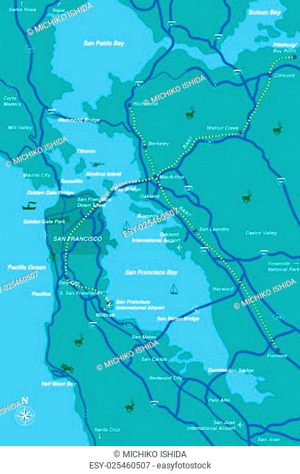 San Francisco Bay Area Map with picture icons