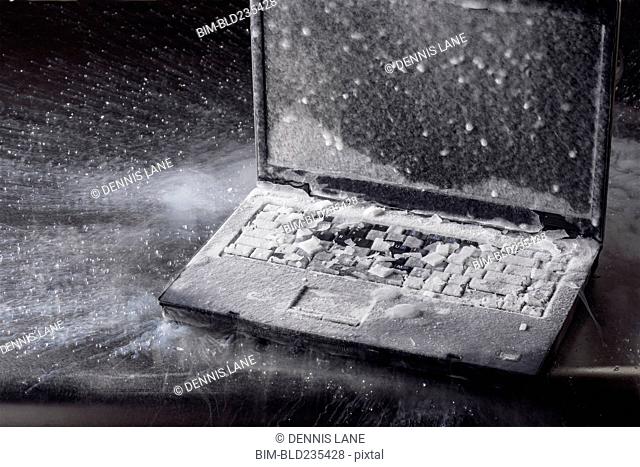 Ice on frozen laptop