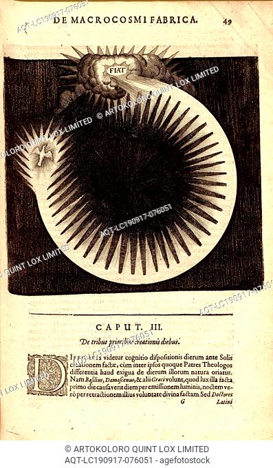 Fiat Lux, Figure for the creation of light from the 17th century, Fig. 2, before p. 49, 1617, Robert Fludd: Utriusque cosmi maioris scilicet et minoris...