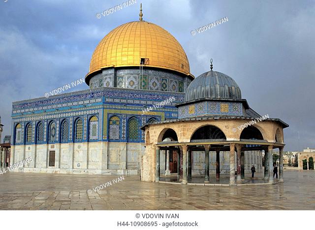 Middle East, Middle Eastern, Israel, Israeli, Architecture, building, Muslim, islamic, Jerusalem, City, town, Dome of the Rock, 7th century, 690s, Temple mount