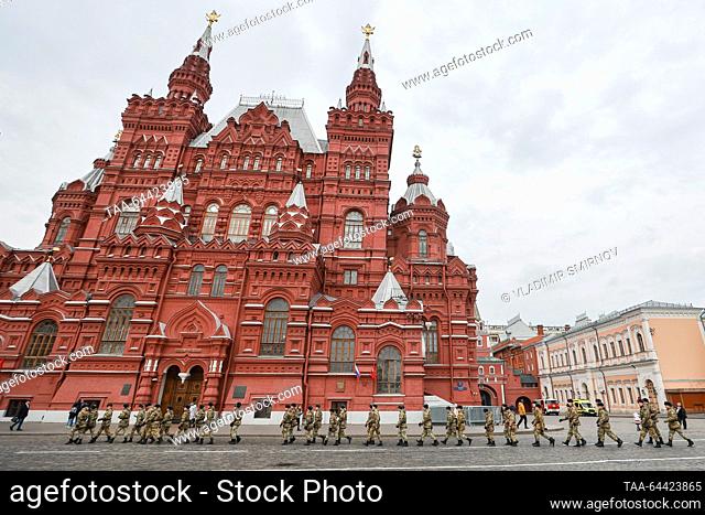 RUSSIA, MOSCOW - NOVEMBER 5, 2023: An open-air museum in Red Square; the museum opened to mark the 82th anniversary of the historical 7 November 1941 Red Square...