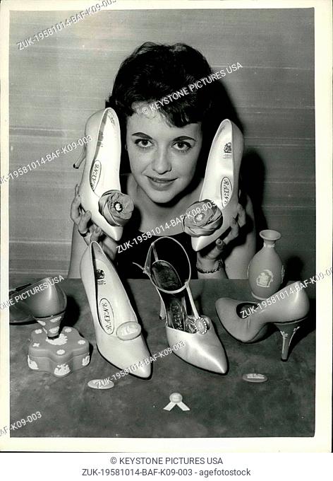 Oct. 14, 1958 - 14-10-58 Spring shoes by Rayne. The ?¢‚Ç¨?ìWedgwood?¢‚Ç¨¬ù Collection for export ?¢‚Ç¨‚Äú Mr. Edward Rayne the famous London shoe designer has...