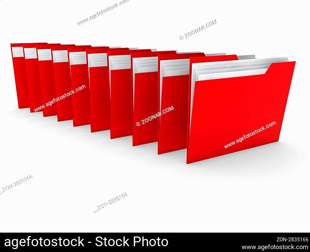 3d folder red file paper data business