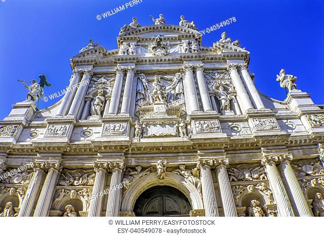 Santa Maria Giglio Zobenigo Church Baroque Facade Venice Italy. Founded in the 9th Century Rebuilt in 1600s