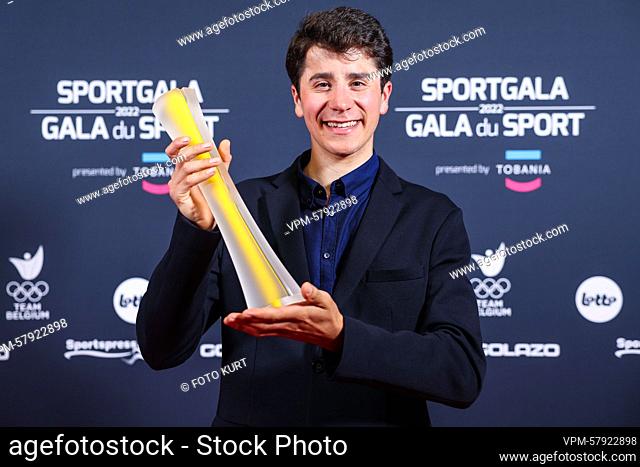 Belgian road cyclist Cian Uijtdebroeks wins the 'Belofte van het jaar / Espoir de l'année award during the 'Sportgala' award show