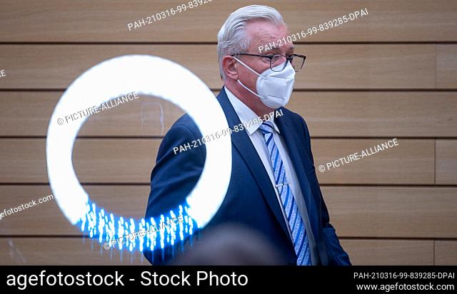 14 March 2021, Baden-Wuerttemberg, Stuttgart: Bernd Gögel, top candidate of the AfD for the state election in Baden-Württemberg and chairman of the AfD...