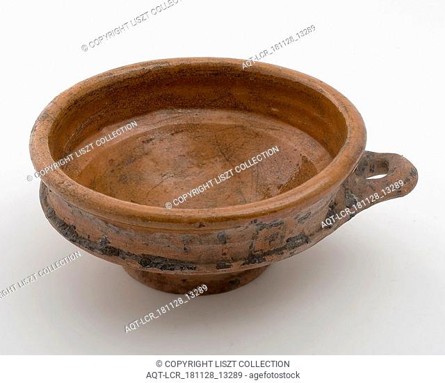 Earthenware bowl, thick red shard, glazed inside, on stand, ear bowl bowl crockery holder soil find ceramic earthenware glaze lead glaze