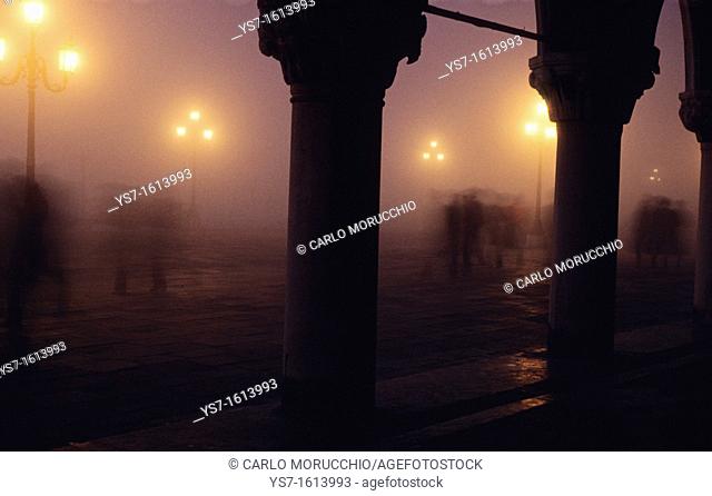 St. Mark's square in a foggy night in november, Venice, Italy, Europe