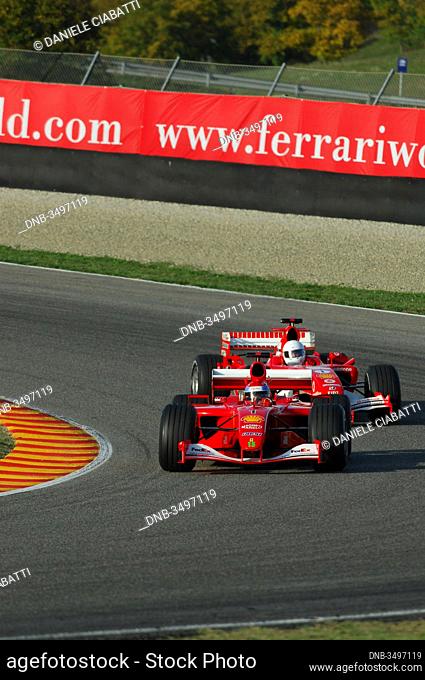 MUGELLO, IT, November, 2007: unknown run with Modern Ferrari F1 during Finali Mondiali Ferrari 2007 into the mugello circuit in italy