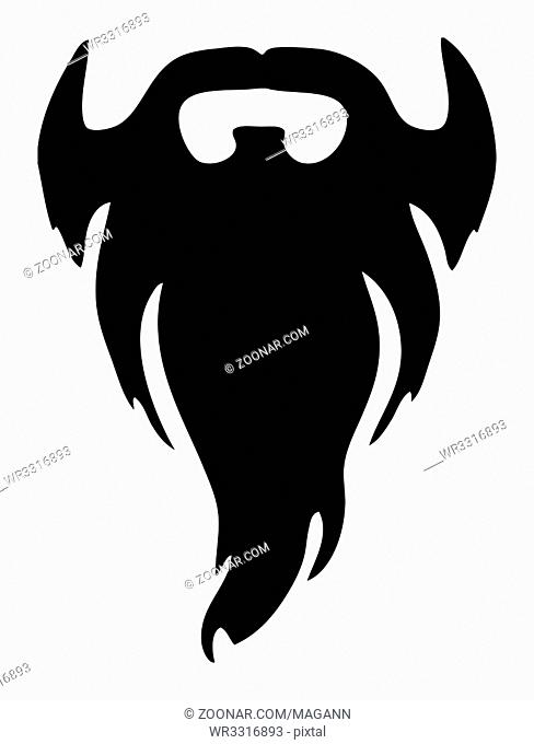 2D illustration of a black full beard