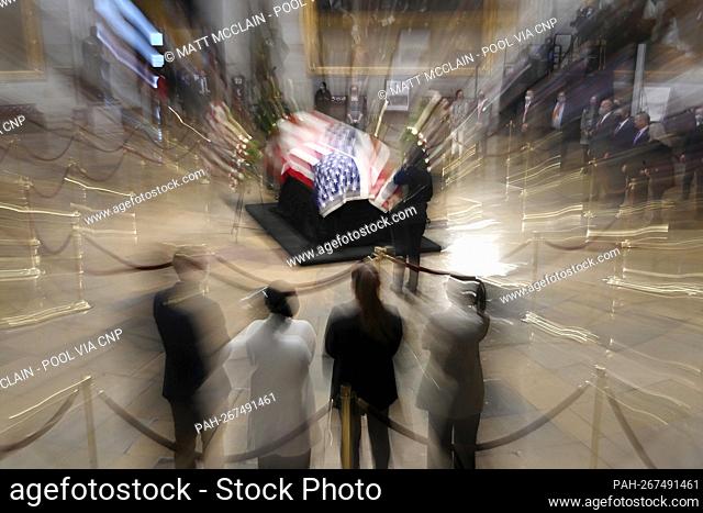People pay their respects to former US Senator Bob Dole (Republican of Kansas) in the United States Capitol rotunda on Thursday December 09, 2021 in Washington