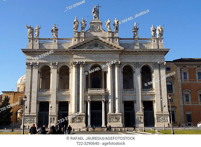 Rome (Italy). Facade of the Archbasilica of San Juan de Letran in the city of Rome