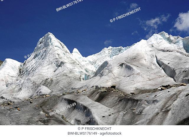 ice scenery of the Pers Gletscher Vadret Pers, Switzerland, Graubuenden, Engadine, Bernina-Diavolezza