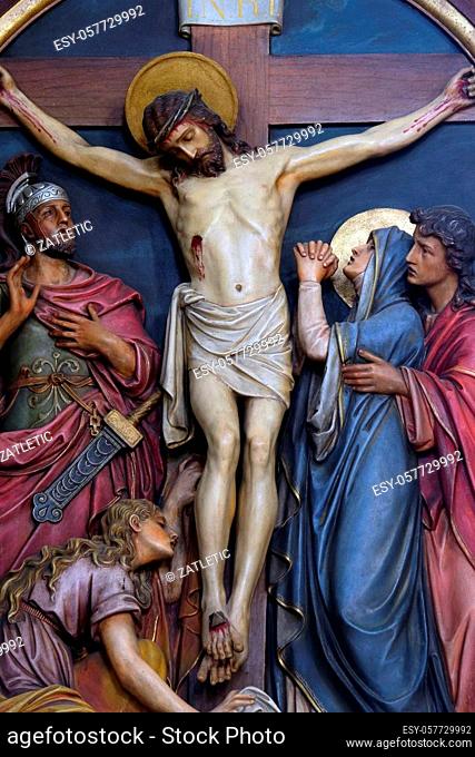12th Stations of the Cross, Jesus dies on the cross, Basilica of the Sacred Heart of Jesus in Zagreb, Croatia