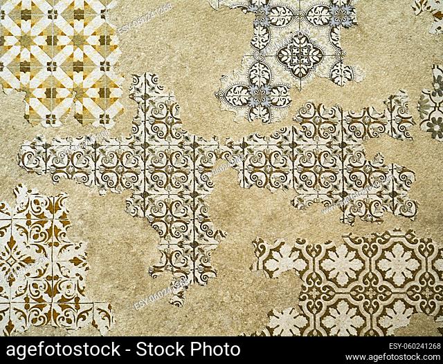 Grunge Vintage Texture Surface with Ethnic Seamless Pattern