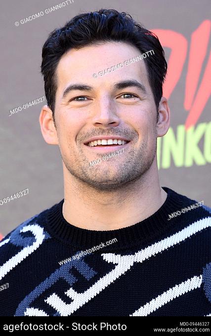 Italian actor naturalized Canadian Giacomo Gianniotti participates in the photocall of the film Diabolik - Ginko all'attacco! on the Barberini terrace