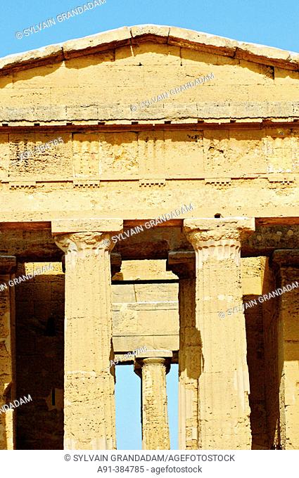 Temple of Concorde built 5th century AD in classical doric style, considered as the greek temple in best condition in the world. Agrigento. Sicily