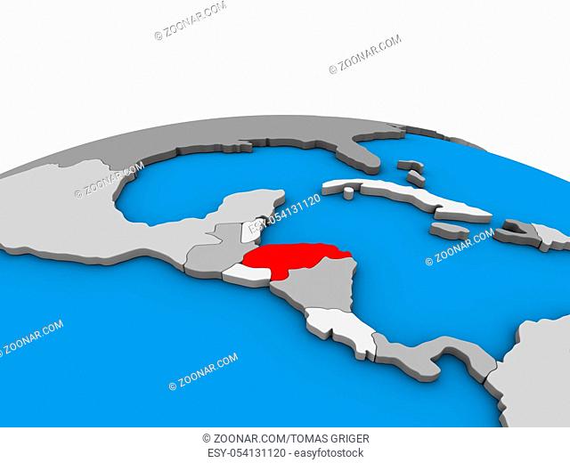 Honduras on political 3D globe. 3D illustration