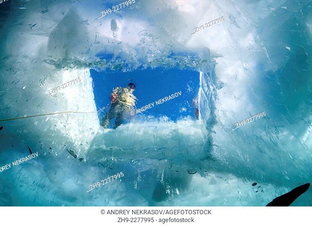 ice-diving, in lake Baikal, Siberia, Russia, island Olkhon