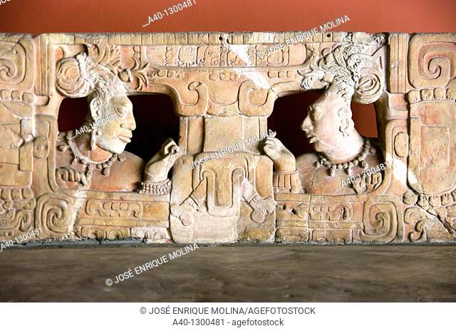 Guatemala.Throne stone from Piedras Negras. Maya culture