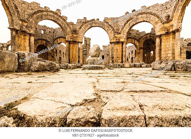 Ruins of the church and pillar Church of Saint Simeon Stylites. Syria