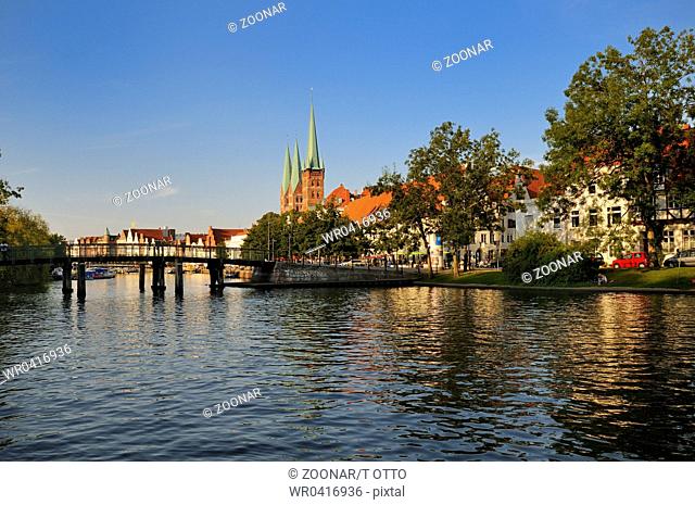 Luebeck, Germany, Medieval Cityscape with Cathedral
