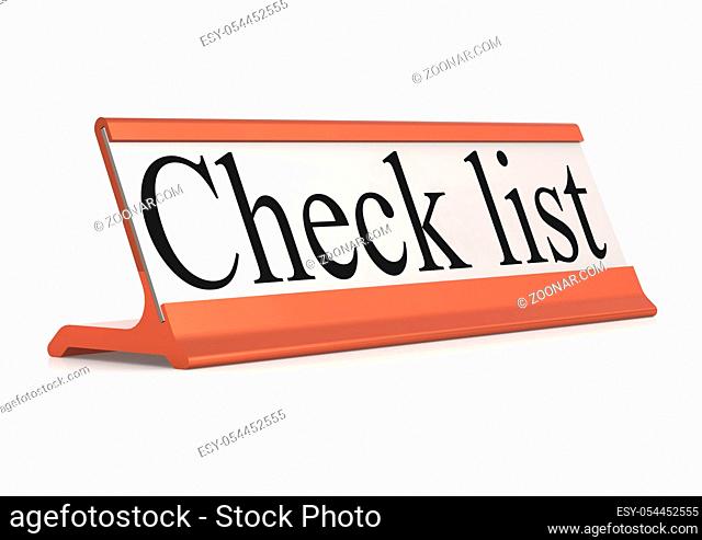Check list table tag isolated, 3d rendering