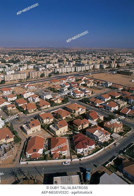 Aerial photograph of the town of Ofakim in the northern Negev desert