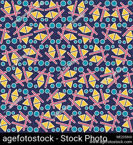 Three shapes pattern on a dark blue background. Geometric pattern