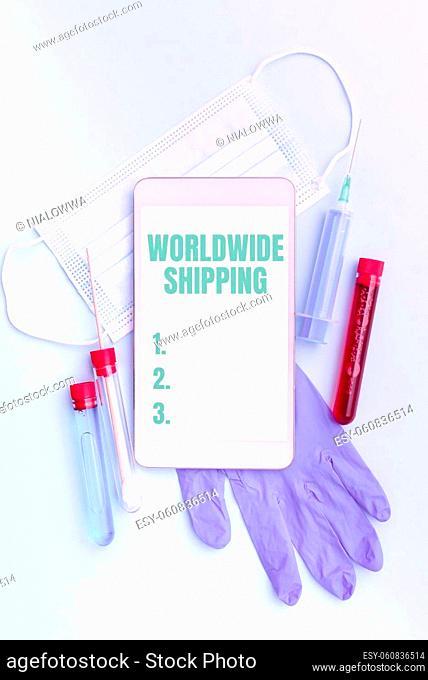 Conceptual caption Worldwide Shipping, Business concept Sea Freight Delivery of Goods International Shipment Advance Medical Technology Laboratory Testing New...