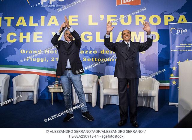 Vice President EPP, Popular European Party Antonio Tajani, Leader of Forza Italia party Silvio Berlusconi during the Political convention L'Italia e l'Europa...