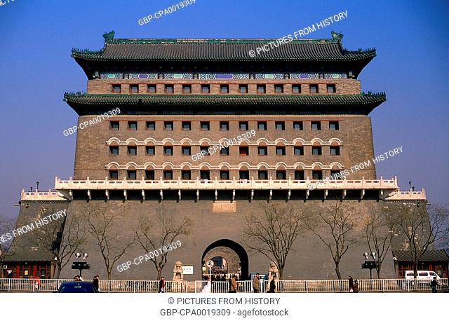 China: The Archery Tower at Qianmen (Front gate), also known more correctly as Zhengyangmen, situated to the south of Tiananmen Square, Beijing