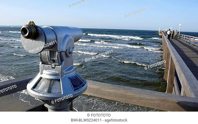 coin telescope with view at the Baltic Sea, Germany, Baltic Sea, Ruegen
