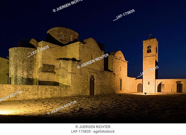 Agios Varnavas, former St. Barnabas Monastery at night, museum, Salamis, North Cyprus, Cyprus