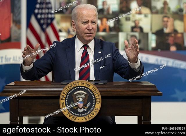 United States President Joe Biden signs into law H.R. 3537, the €œAccelerating Access to Critical Therapies for ALS Act€ at the White House in Washington, DC