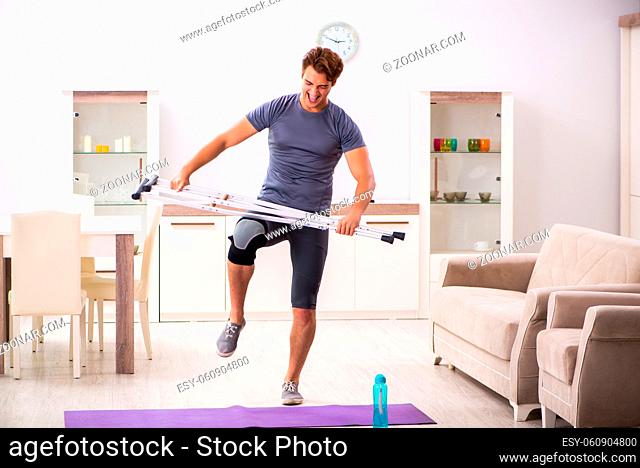 Man exercising for knee injury recovery