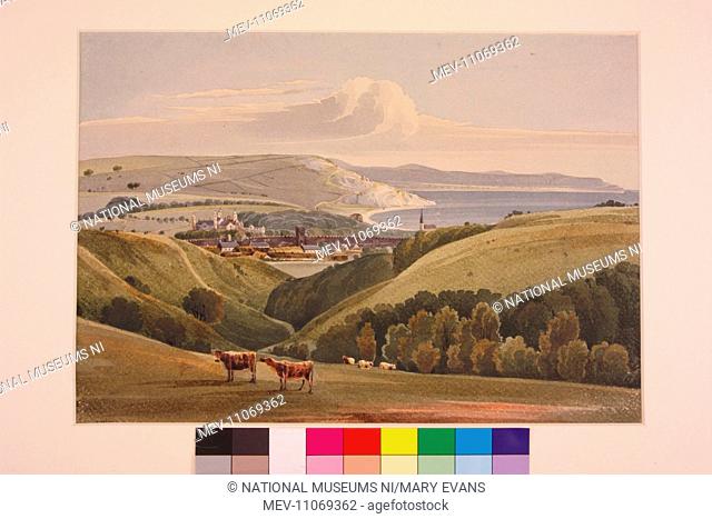 Castle and Village of Glenarm (c1828). Nicholl, Andrew 1804 - 1886