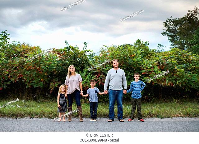 Family of five enjoying outdoors