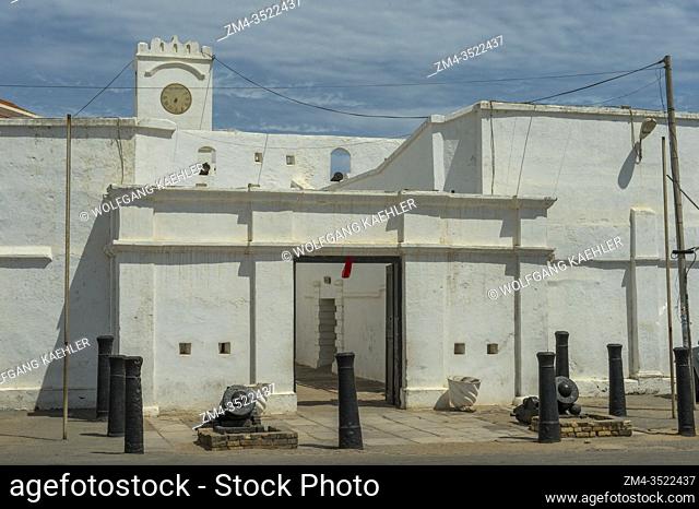 Entrance to Cape Coast Castle (UNESCO World Heritage Site) is one of a number of slave castles, fortifications in Ghana near Elmina built by Swedish traders