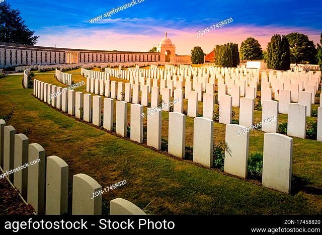 Passendale, West Flanders, Belgium, Aug. 2018: view on the Tyne Cot Commonwealth War Graves Cemetery and Memorial to the Missing