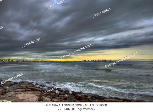 Landscape, sea, rocks, storm, southern Argentina