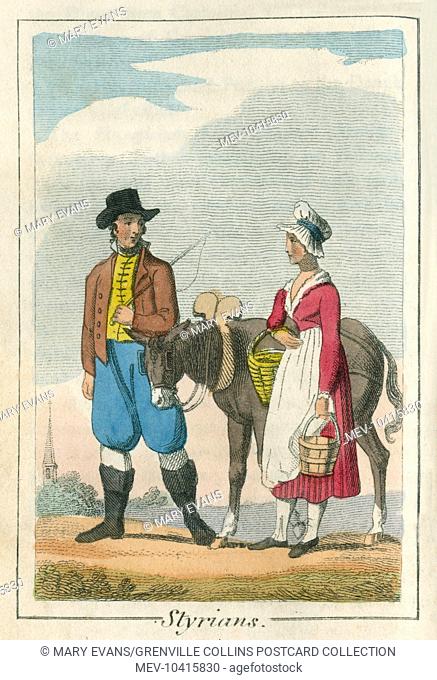 A book of national types and costumes from the early 19th century. The Duchy of Styria was located in modern-day southern Austria and northern Slovenia