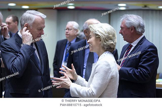 March 6, 2017 - Brussels, Belgium: French Minister of Foreign Affairs & International Development Jean-Marc Ayrault (L) is talking with the German Minister of...