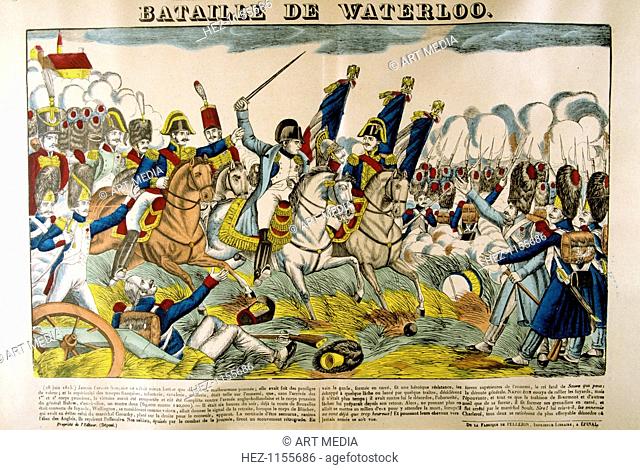 'Battle of Waterloo', 18 June 1815, (19th century). One of the most decisive battles of the Napoleonic Wars, Waterloo was fought in a small area (some 10km by...
