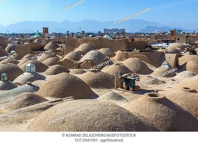Small domes one the roofs of bazaar in Yazd, capital of Yazd Province of Iran
