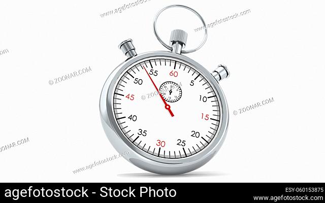 Classic stopwatch isolated on white background, 3D rendering