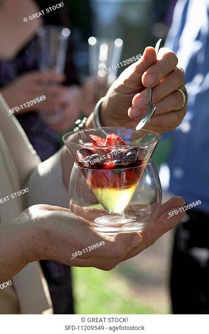 White wine jelly with summer berries