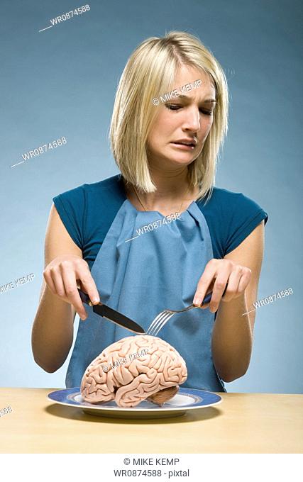 woman eating brain food