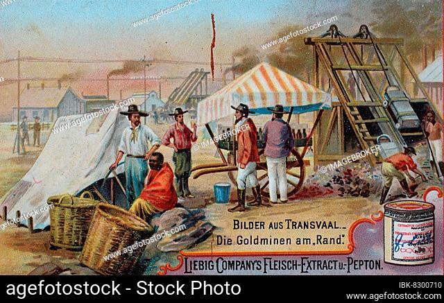 Images from Transvaal, The gold mines on the edge of the official claims, Historical, digitally restored reproduction of an original 19th century original