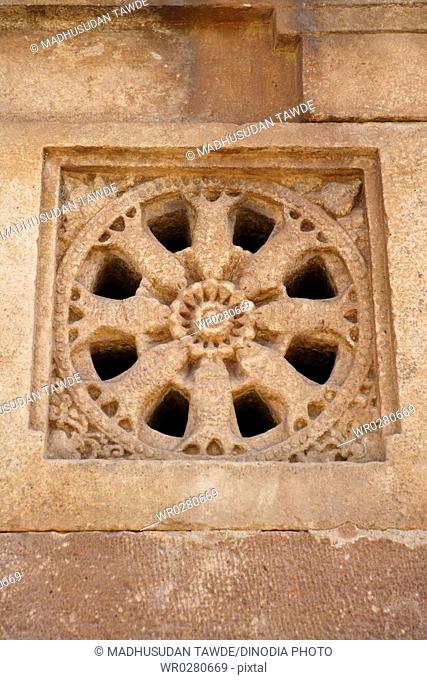 Window of Ladkhan temple , Aihole , early western Chalukya , District Bagalkot , Karnataka , India